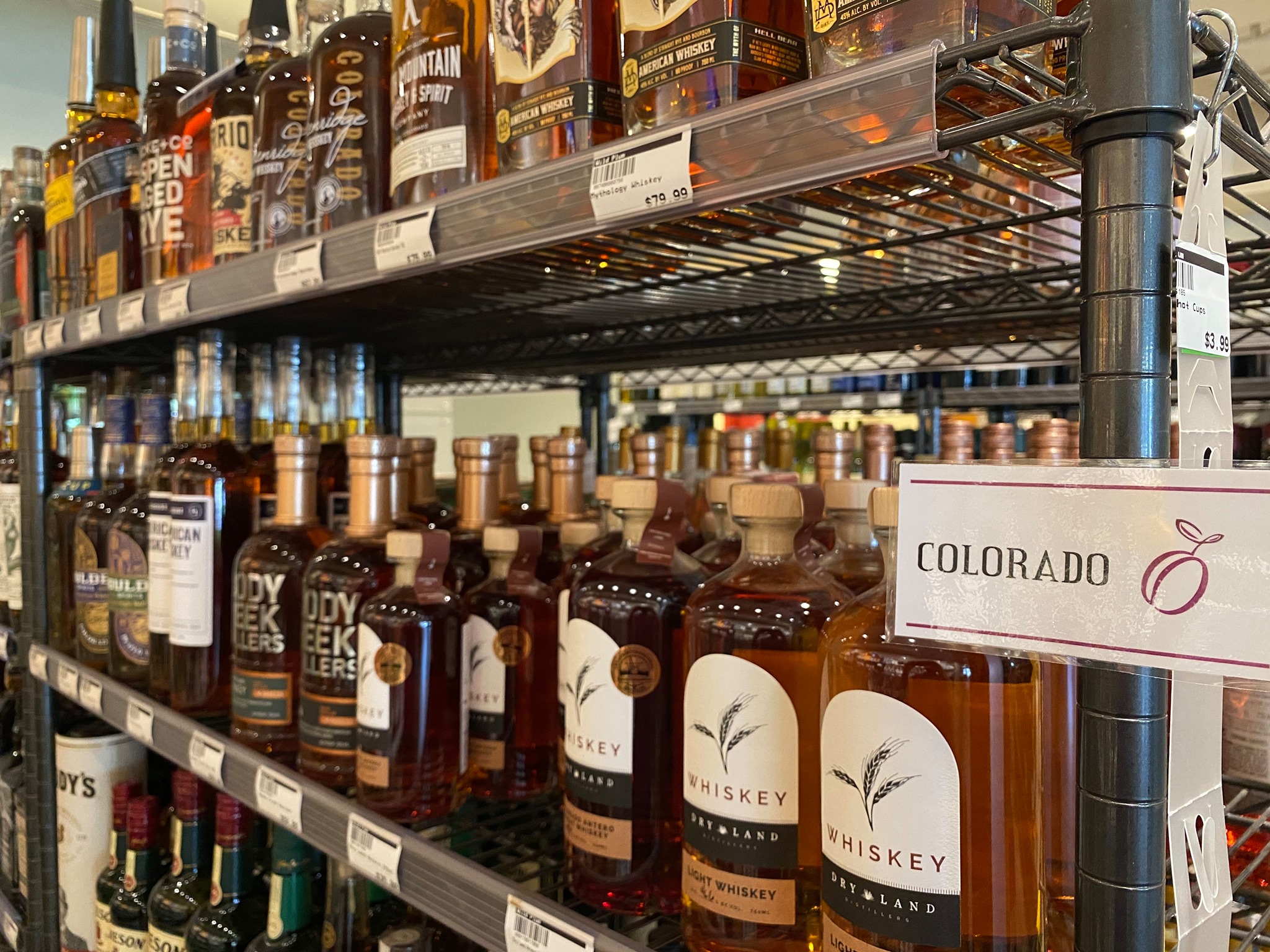 Colorado whiskey selection at Wild Plum Spirits