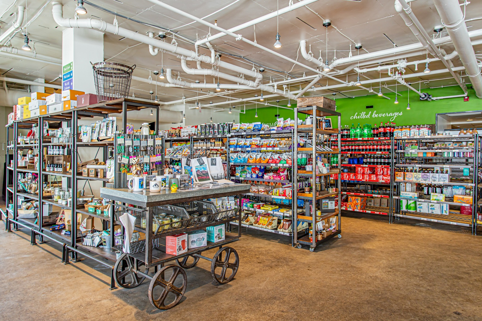 Grocery essentials and mountain-day provisions inside Wild Plum Grocer
